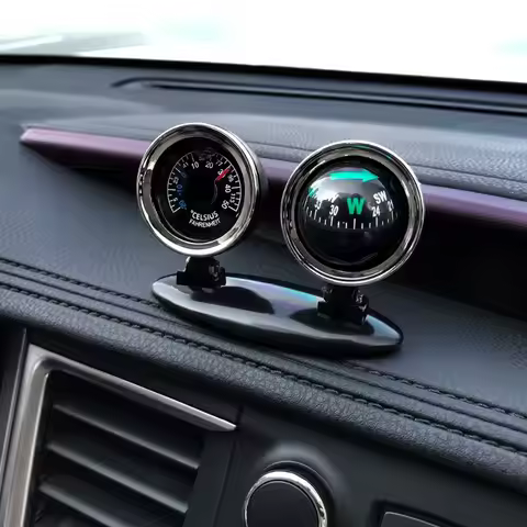 1PCS Multifunction Car Thermometer Compass, Auto Dashboard Direction Ornament, Vehicle Interior Deco
