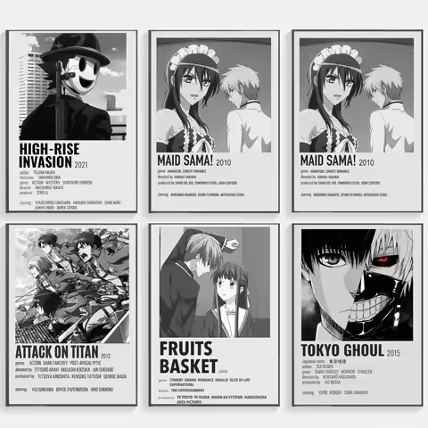 Japanese Anime Wall Art Poster Jujutsu Kaisen Attack on Titan Tokyo Ghoul Banana Fish White Card Kra