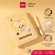 Deli x Butterbear Personalized Notebook Soft Fur Cover Notebook Butterbear Notebook/ A6 96 sheets HY
