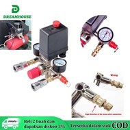 Automatic Compressor Regulator Set 220V Pressure Switch Air Valve Manifold Air Compressor Pressure Control Regulator Gauge Regulator Gauge