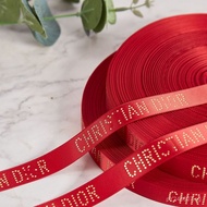 Polyester Gift Gold Stamping Ribbon Apparel2CM Ribbon DIY Bow cosmetics bouquet ribbon packaging red