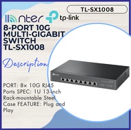 TP-LINK Tplink 8 Port 8x 10G Gigabit Switch RJ45 Port 1U 13 Inch Rack Mountable Steel Case Plug and 