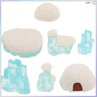 7 Pcs Car Winter Accessories Snow Globe Bottle Brush Trees Animal Figurines junshaoyipin