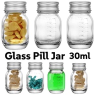 30ml Glass Installed Pill Bottle, Potion Bottle with A Lid, Powder Box, Seal Bottle with Scale