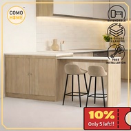 [FREE INSTALLATION] Como Home Extendable Island Table with Storage | Melamine | Ready Stock