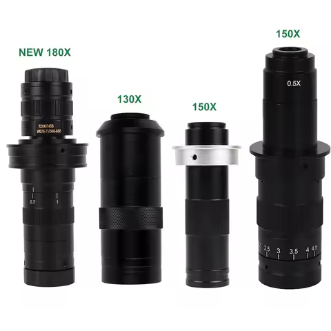 New 0.7X~4.5X Magnification 130X 180X 150X Adjustable Zoom C Mount Lens 25mm For HDMI VGA USB Indust