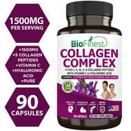 Biofinest Collagen Complex Supplement 1500mg Type 1 2 3 5 10 Hydrolyzed Peptides Marine Bovine Skin 