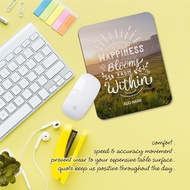 Motivational Quotes Non Slip Base Ergonomic Mouse Pad with Personalized Name - HAPPINESS BLOOMS FROM