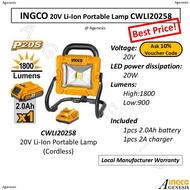 INGCO 20V Li-Ion Portable Lamp CWLI2025 CWLI20258 (Bare Unit or Full Set)