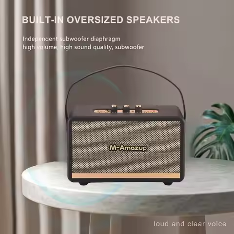 Retro style Bluetooth audio wireless Hi-Fi high quality home outdoor subwoofer karaoke speaker