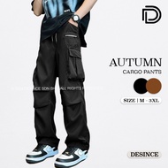 🇲🇾 DESINCE Men Long Loose Fit Straight Cut Autumn Style Cargo Pants Man Bottom Cargo Pants Seluar Pa