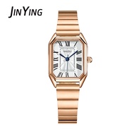 Lovito Retro Watch For Woman Seiko Square Roman Style Quartz Analog Metal Watch Relo