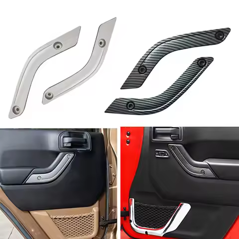 1pair Car Interior Door Handle Cover Trim Panel Decor Sticker For Jeep Wrangler JK 2011-2017 Replace