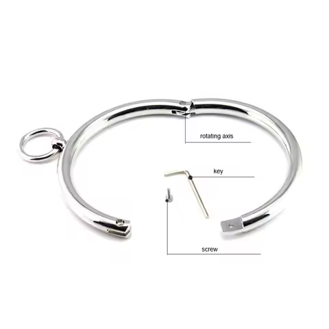 Metal Male Female Lockable Slave Neck collar Hex wrench Restraint Bondage Locking Choker O-Rings Cha