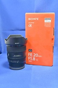 極新有盒 行貨長保(2024-03) Sony 20mm F1.8 G 輕巧廣角定焦鏡 自拍 旅行 一流 A9 A7 A1