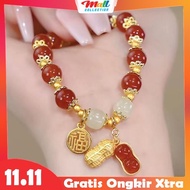 Mall Women's Versatile retro Chinese Style Crystal Bean & Wellbeing Lucky Jade Bracelet GLG01