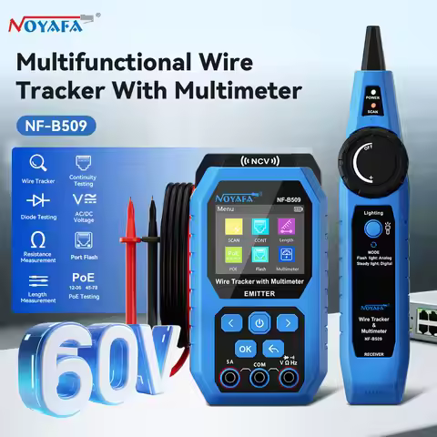 NOYAFA Network Cable Tester LCD Display Cable Tracker NF-B509 PoE Tester Measure Length Continuity T
