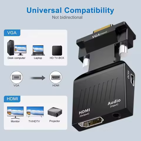 HDMI VGA Converter VGA to HDMI Adapter 1080P VGA Male to HDMI Female Converter With Audio USB Power