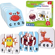 80 Words Self-Correcting Spelling Puzzles, Double-Sided Three and Four Letter Words with Matching Im