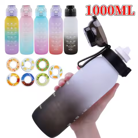 1000ML Flavored Water Bottle Scent Up Water Cup With Pods Tritan Water Drink Bottle with Fragrance D