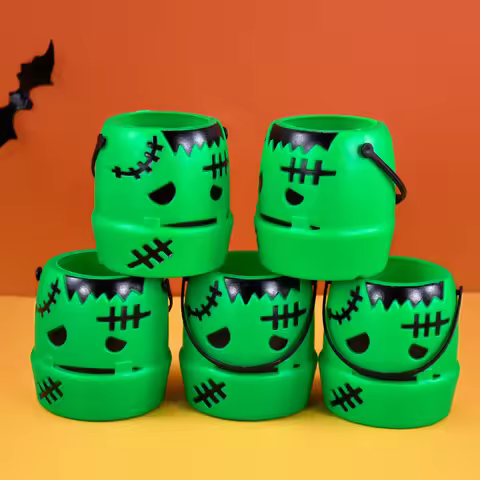 Halloween Candy Bucket Pumpkin Ghost Gift Buckets Holder Portable Basket Kid Favor Trick or Treat Ha