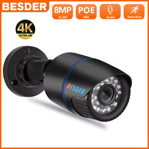 BESDER Ultra HD 8MP 4K IP Camera 48V POE 5MP 3MP 1080P Motion Detection RTSP Email Alert CCTV Video 