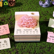Time Piece Calendar 2026 3D Calendar 2026 Creative 3D Art Calendar Paper Carving Art Memo Pad Notepa