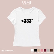 UIMI Women's T-Shirt Baby Tee Slim Fit Number Pattern <333* Minimal Style Y2K