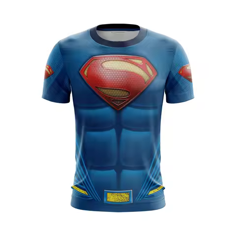 2026 Summer Hot Selling Fashion Superhero Superman Pattern 3D Design Outdoor T-shirt Hip Hop Street 
