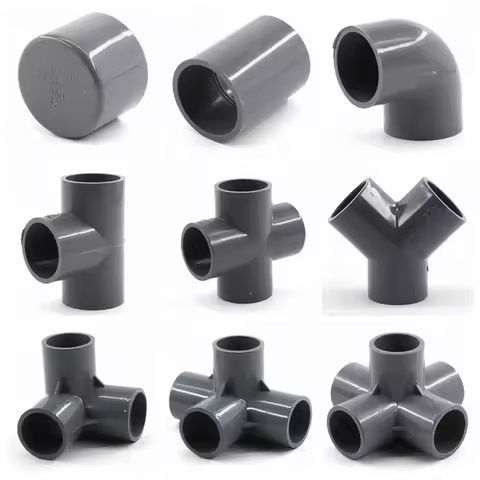 20 25 32mm Grey PVC Pipe Connector Straight Elbow Tee Cross Joints Water Pipe Adapter Home DIY Tube 