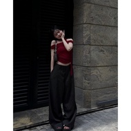 Active style loose plaid pants