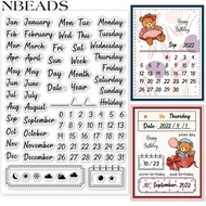1Sheet Calendar Date Clear Stamps Month Week Day Numbers Silicone Clear Stamp Seals for Cards Making