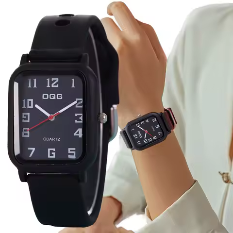 Fashion Sports Women DQG Brand Watches Simple Rectangle Numbers Ladies Quartz Watch Casual Silicone