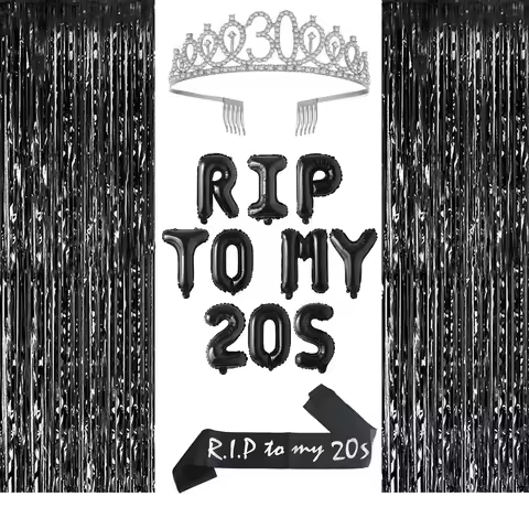Rip 20s Birthday Sash Decorations for Women Youth 30th Birthday Decoration Black and White RIP to My