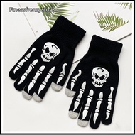 [FF] Fashion Halloween Skeleton Ghost Gloves Hat Creative Luminous Half Finger Full Fingers Print Wa