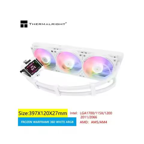 Thermalright FROZEN WARFRAME 360 WHITE 5V 3PIN ARGB All -In -One Water -Cold Radiator 2.4 -Inch LCD 