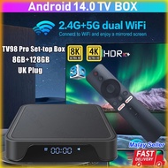 【8GB+128GB】2024 TV98 PRO TV Box 4K HD Android 14 ATV Allwinner H313 Quad Core 2.4+5G Dual Wifi 8K 4K Media Player Support Google Youtube Player Remote Control Set Top Box