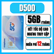 Sim Vina 1 Năm Chính Hãng D500/D219 trọn gói miễn phí 12 tháng không nạp tiền hàng tháng - Sim 5G Vi