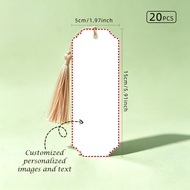 Custom Bookmarks, 20pcs Double-sided Custom Your Patterns, With Beige Tassel, Bookmark Size 15cm X 5