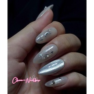 CAT EYE JELLY NAILBOX WITH SIMPLE STONE STICKER SUITABLE FOR GOING OUT (M71 CHOCO)