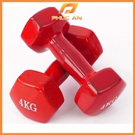 Women's 4kg rubber-coated dumbbells for Gym