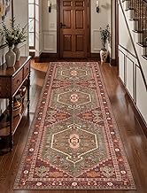 Ciicool 2x7ft Runner Rug, Washable Hallway Rug Vintage Kitchen Carpet for Entrance Bedroom Bedside L