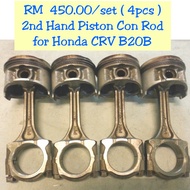PISTON CON ROD FOR HONDA CRV  B20B ( 4pcs / SET ) USED Size 84mm/ Piston Pin 21mm