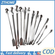 （COD） 12Pcs Stainless Steel Lab Spoon Spatula Laboratory Sampling Spoon Mixing Spatula