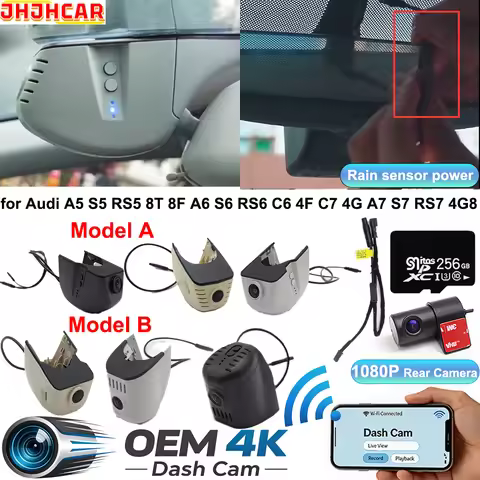 OEM 4K Dash Cam for Audi A5 S5 RS5 8T 8F A6 S6 RS6 C6 4F C7 4G A7 S7 RS7 4G8 Factory DVR Front Rear 