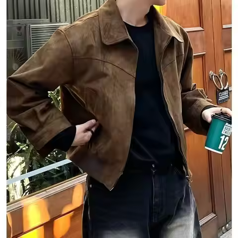 Autumn Jacket New Luxury Jacket Men's Retro Jacket Street Hip-hop Zipper Jacket Men's College Style