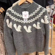 2023 UNIQLO ญี่ปุ่นเสื้อแขนยาวคอกลมแจ็คการ์ด JWA สำหรับผู้หญิง (สเวตเตอร์แขนยาว) 462718สไตล์เกาหลีดั