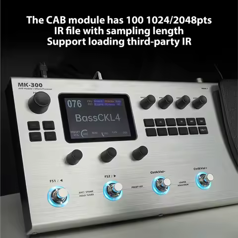 M-VAVE Guitar Effects Processor 120 AMP Models Drum Machine Loop MIDI Interface Re-Amp Portable Guit