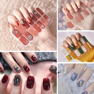 Gel Nail Stickers Full Nail Wraps Semi Cured Gel Nail Strips Polish Glitter K3o1