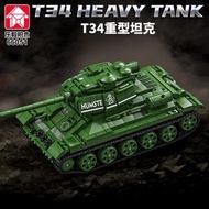 樂毅66055虎式重型坦克模型高難度二戰軍事拼裝積木男孩玩具-66051 T34坦克